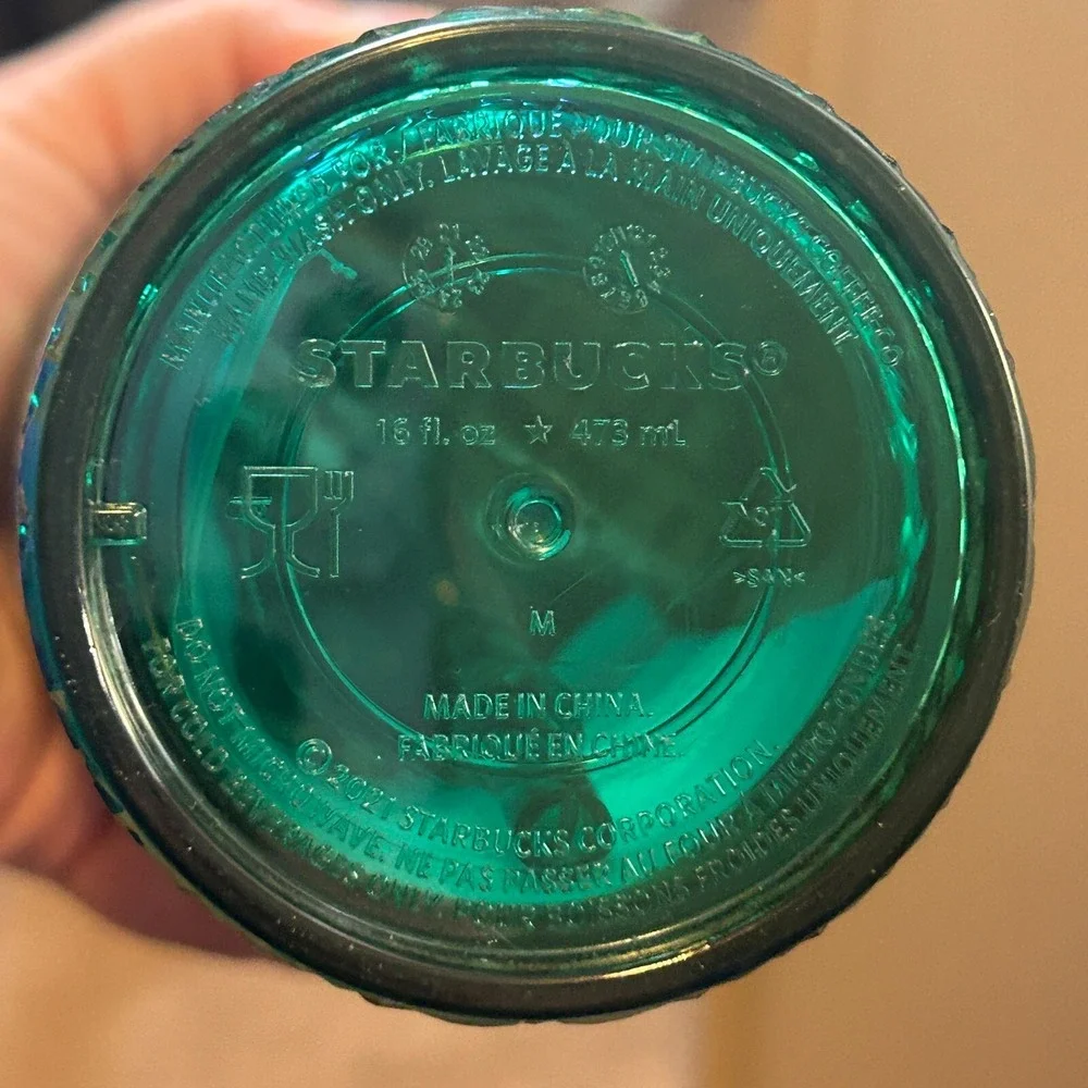 STARBUCKS Emerald Green Jeweled 16oz Tumbler Cup Christmas Holiday Winter 2021‎